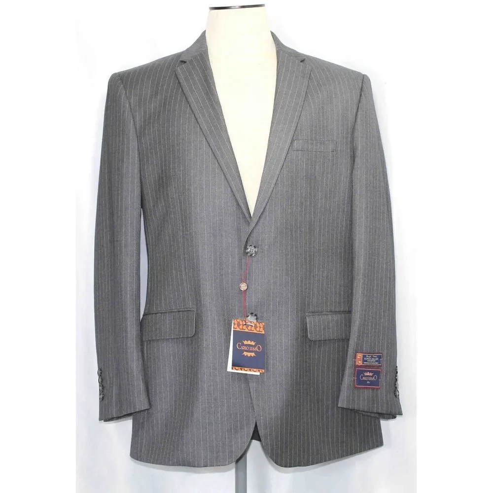 NWT Carlo Lusso 150 Gray‎ Blend High Twist Sport Coat Blazer Mens Size 44 Long
